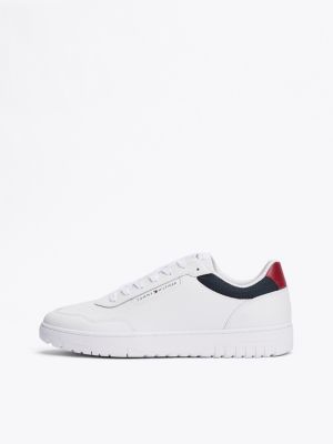 sneakers stile basket con mix di texture bianco da uomini tommy hilfiger