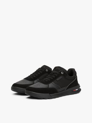 black leather classic trainers for men tommy hilfiger