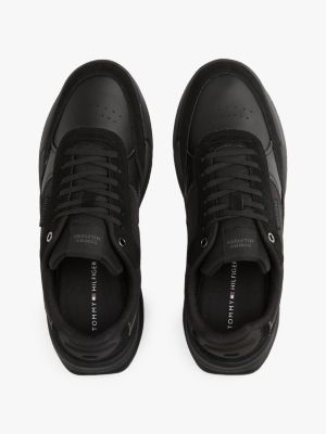 black leather classic trainers for men tommy hilfiger