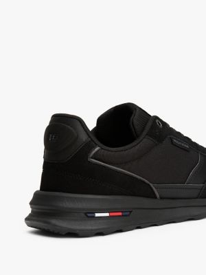 black leather classic trainers for men tommy hilfiger