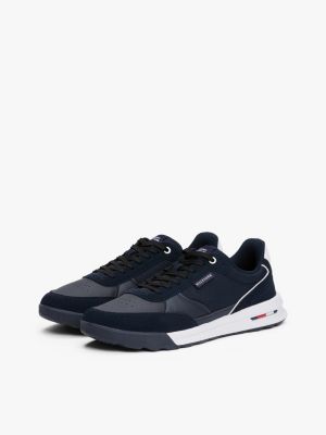 blue leather classic trainers for men tommy hilfiger