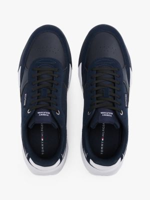 blue leather classic trainers for men tommy hilfiger