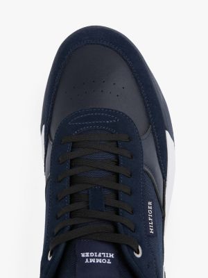 blue leather classic trainers for men tommy hilfiger