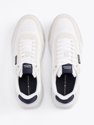 white leather classic trainers for men tommy hilfiger