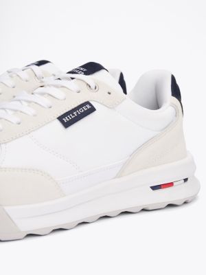 white leather classic trainers for men tommy hilfiger