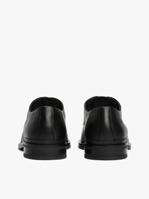 scarpe derby in pelle con mix di texture nero da uomini tommy hilfiger