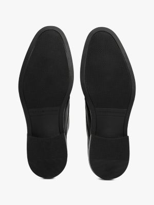 scarpe derby in pelle con mix di texture nero da uomini tommy hilfiger