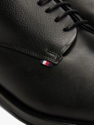 black mixed texture leather derby shoes for men tommy hilfiger