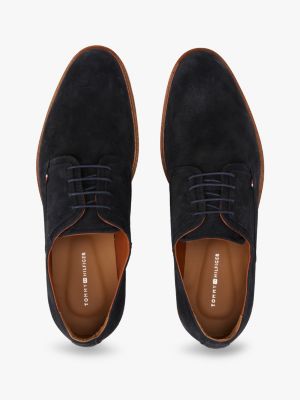 black signature suede derby shoes for men tommy hilfiger