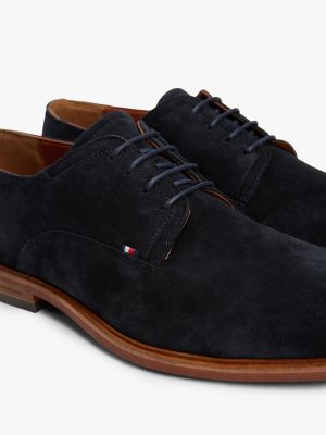 black signature suede derby shoes for men tommy hilfiger