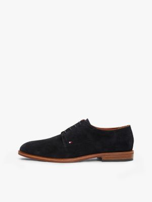 black signature suede derby shoes for men tommy hilfiger