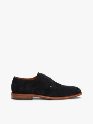 scarpe derby signature in camoscio black da uomini tommy hilfiger