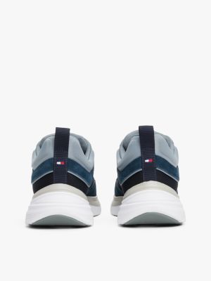 blauw moderne sneaker met contrasterende texturen voor heren - tommy hilfiger