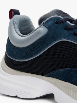 niebieski buty sportowe o kontrastowej fakturze dla mężczyźni - tommy hilfiger