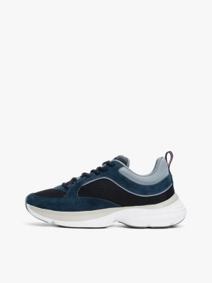 blauw moderne sneaker met contrasterende texturen voor heren - tommy hilfiger