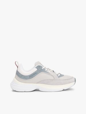 sneakers running modern con mix di texture grey da uomini tommy hilfiger