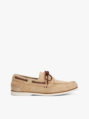 beige suede boat shoes for men tommy hilfiger