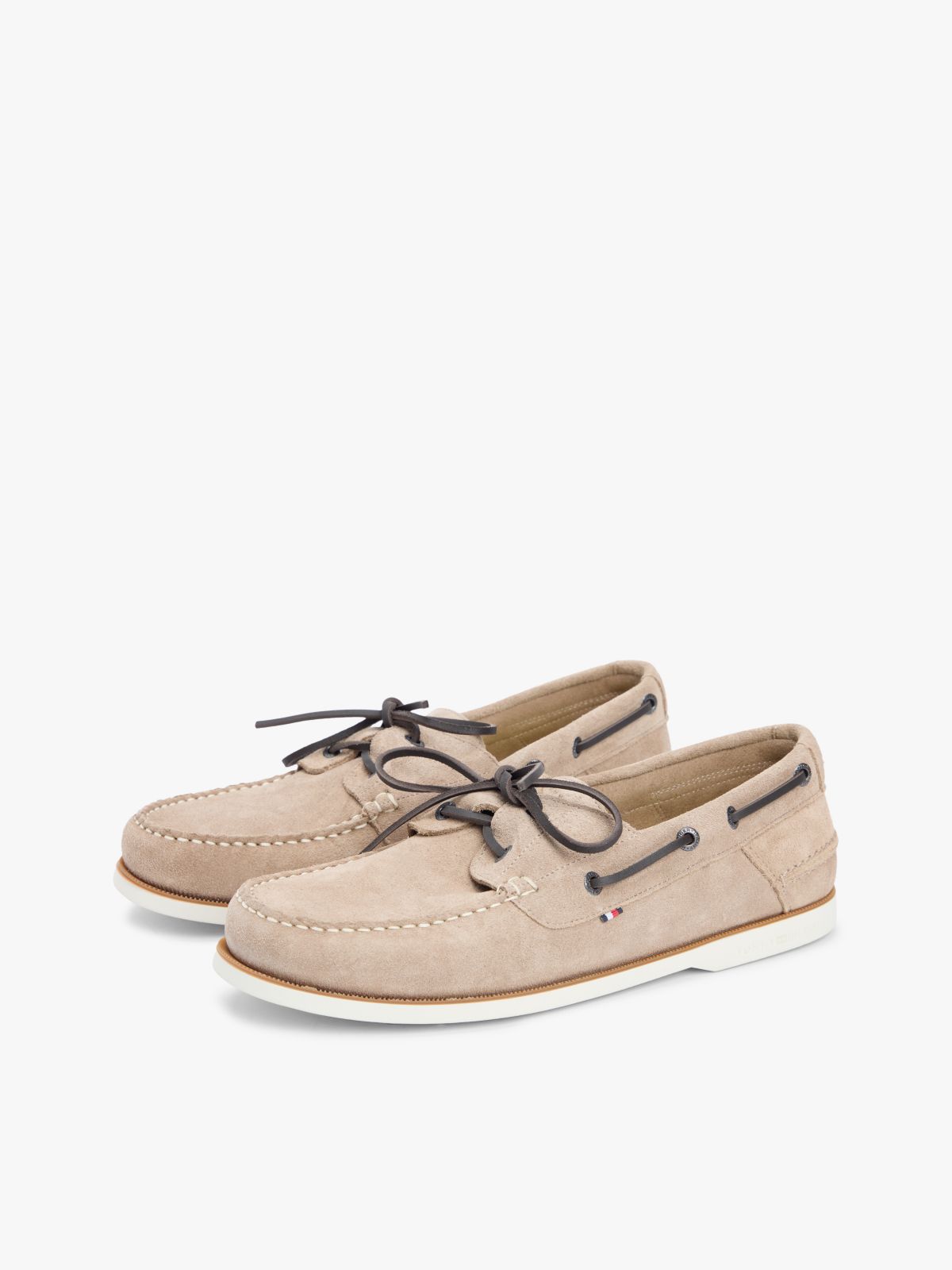 Suede Boat Shoes — Beige