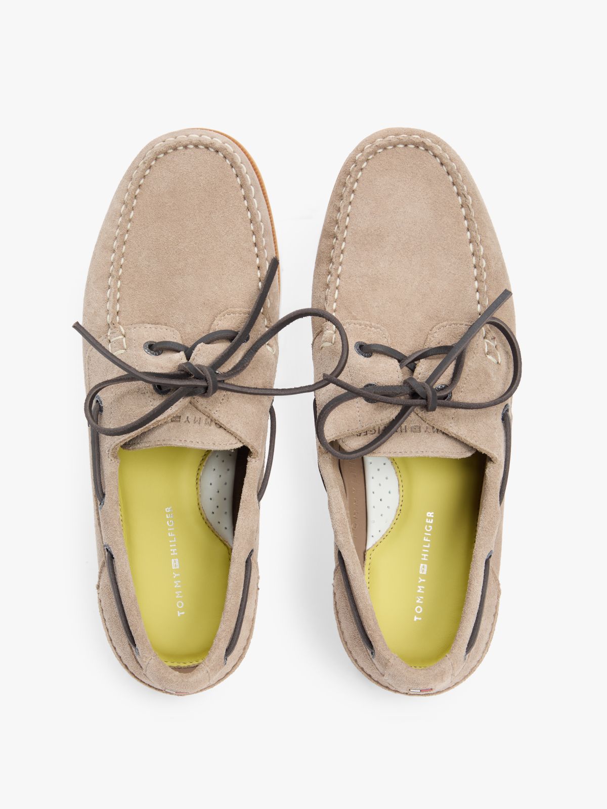 Suede Boat Shoes — Beige