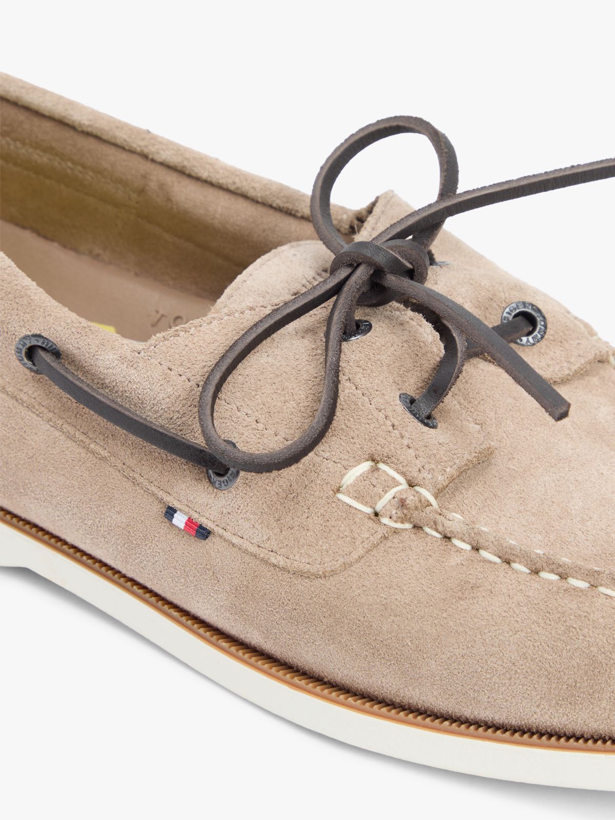 Suede Boat Shoes — Beige