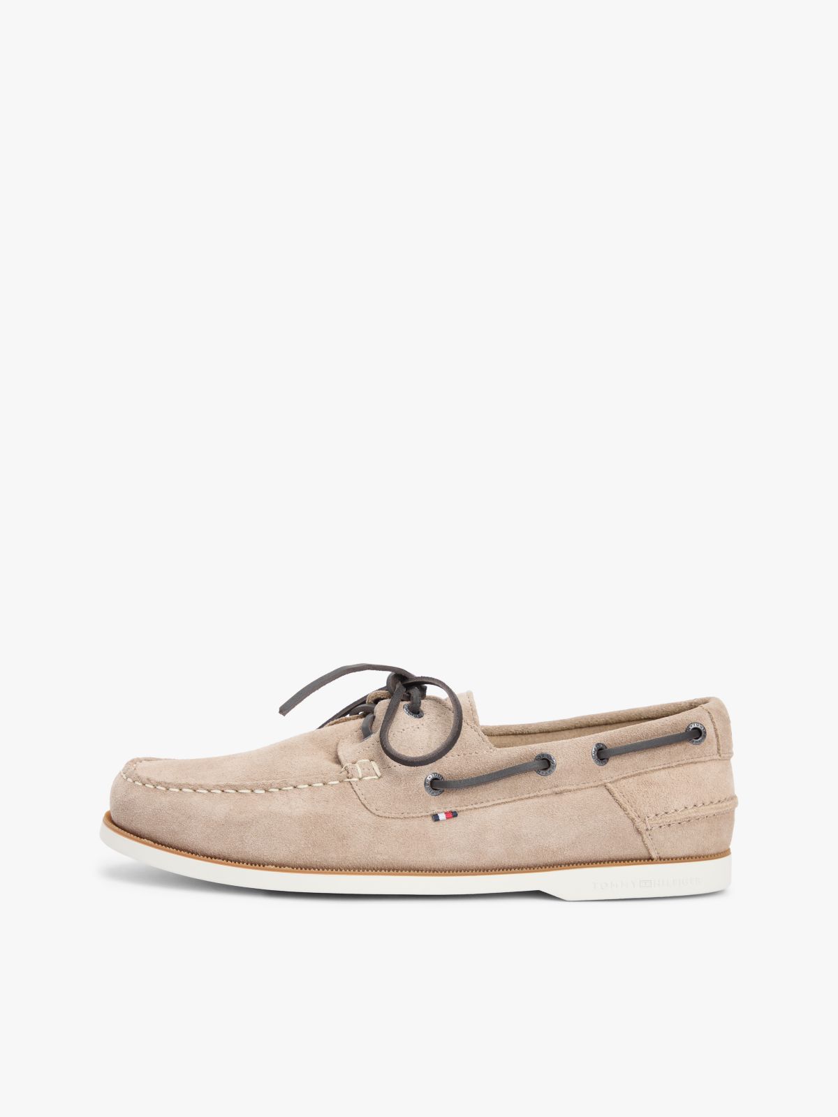 Suede Boat Shoes — Beige