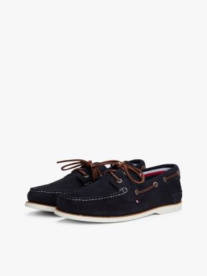 chaussures bateau en daim bleu pour hommes tommy hilfiger