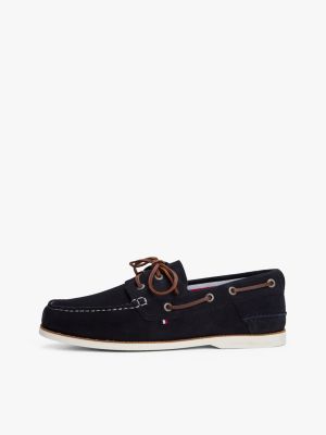 chaussures bateau en daim bleu pour hommes tommy hilfiger