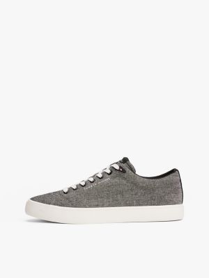 baskets en chambray de lin gris pour hommes tommy hilfiger