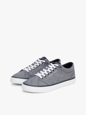 blue linen chambray trainers for men tommy hilfiger