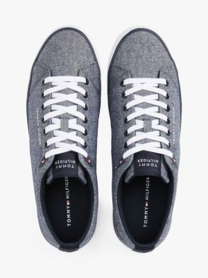 blau sneaker aus chambray-leinen für herren - tommy hilfiger