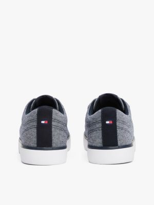 baskets en chambray de lin bleu pour hommes tommy hilfiger