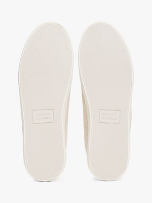 beige linen chambray trainers for men tommy hilfiger