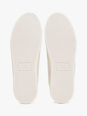 white linen chambray trainers for men tommy hilfiger