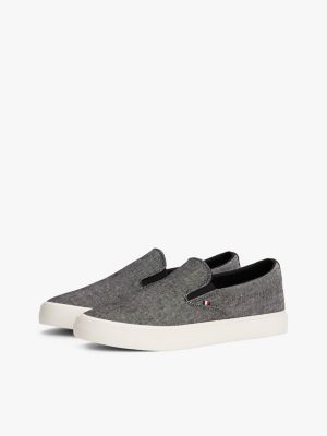 multi linen chambray slip-on canvas trainers for men tommy hilfiger