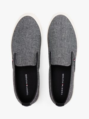 multi linen chambray slip-on canvas trainers for men tommy hilfiger