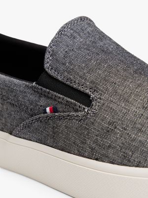 multi linen chambray slip-on canvas trainers for men tommy hilfiger