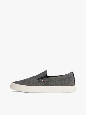 multi linen chambray slip-on canvas trainers for men tommy hilfiger