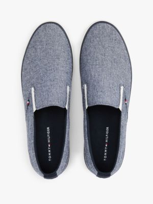 multi linen chambray slip-on canvas trainers for men tommy hilfiger