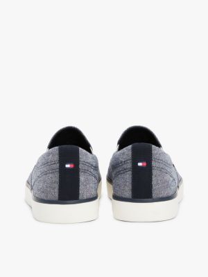 multi linen chambray slip-on canvas trainers for men tommy hilfiger