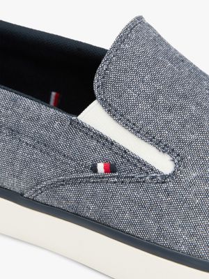 multi linen chambray slip-on canvas trainers for men tommy hilfiger