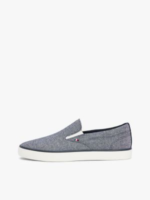 multi linen chambray slip-on canvas trainers for men tommy hilfiger