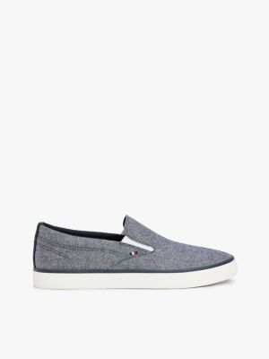 multi linen chambray slip-on canvas trainers for men tommy hilfiger