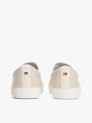 white linen chambray slip-on canvas trainers for men tommy hilfiger