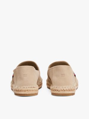 beige suède loafer met touwzool voor heren - tommy hilfiger