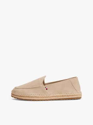 beige suède loafer met touwzool voor heren - tommy hilfiger