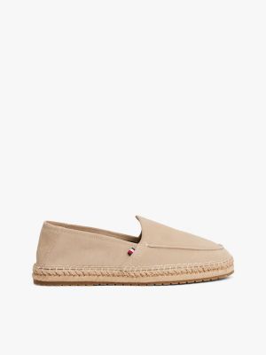 beige suède loafer met touwzool voor heren - tommy hilfiger