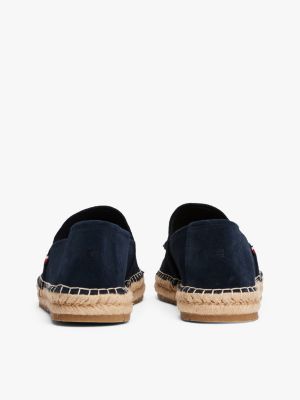 blau loafer aus wildleder mit seil-sohle für herren - tommy hilfiger