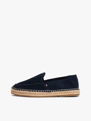 blau loafer aus wildleder mit seil-sohle für herren - tommy hilfiger