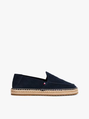 blau loafer aus wildleder mit seil-sohle für herren - tommy hilfiger