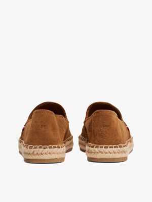 bruin suède loafer met touwzool voor heren - tommy hilfiger